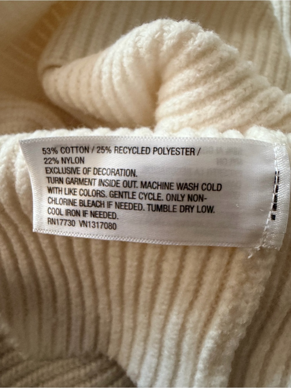 wild fable Cream Ribbed Knit Sweater with Green Logo Tag - Picture 5 of 5